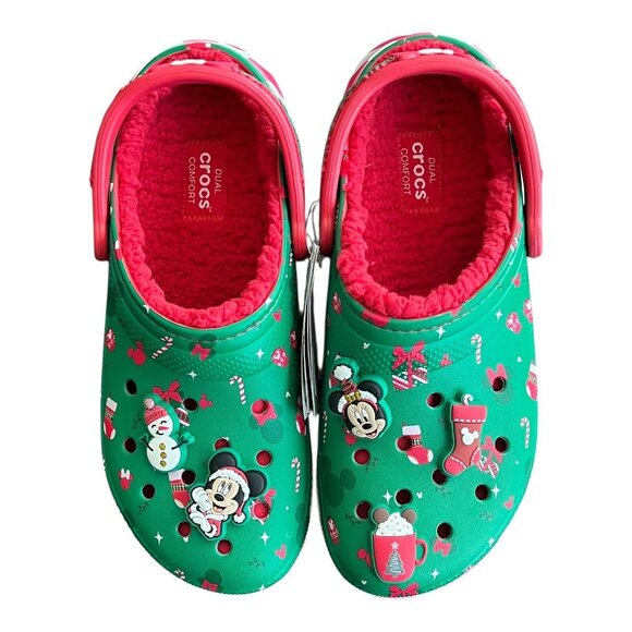 Crocs Mickey & Minnie Mouse Christmas Holiday Fleece Lined Clogs 210813-90H - Picture 5 of 13